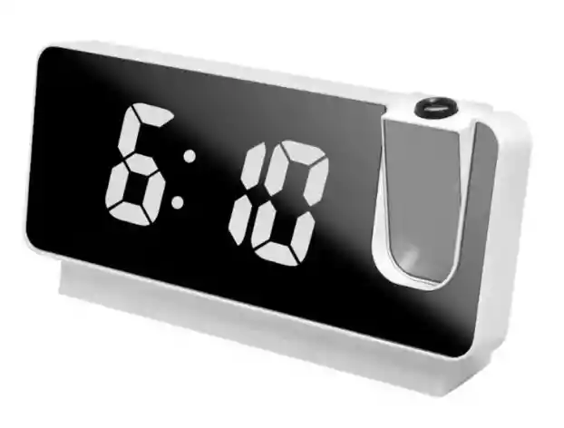 Reloj Despertador Con Proyector Digital Moderno Multifunción Led Recargable Tipo C