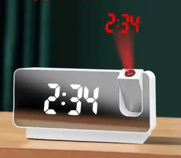 Reloj Despertador Con Proyector Digital Moderno Multifunción Led Recargable Tipo C