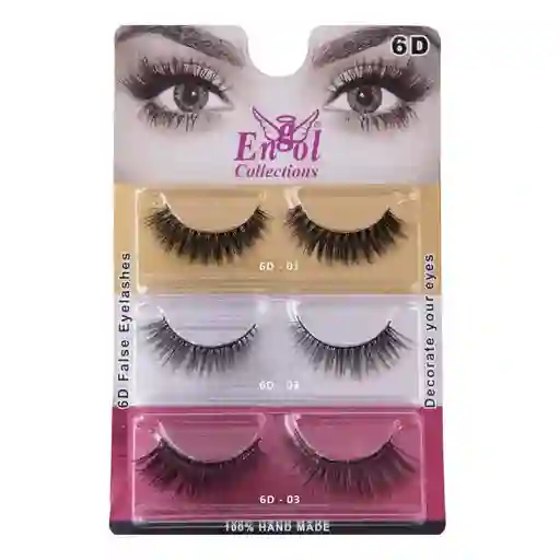 Set Pestañas Postizas X3 Efecto 6d Para Maquillaje Marca Engol