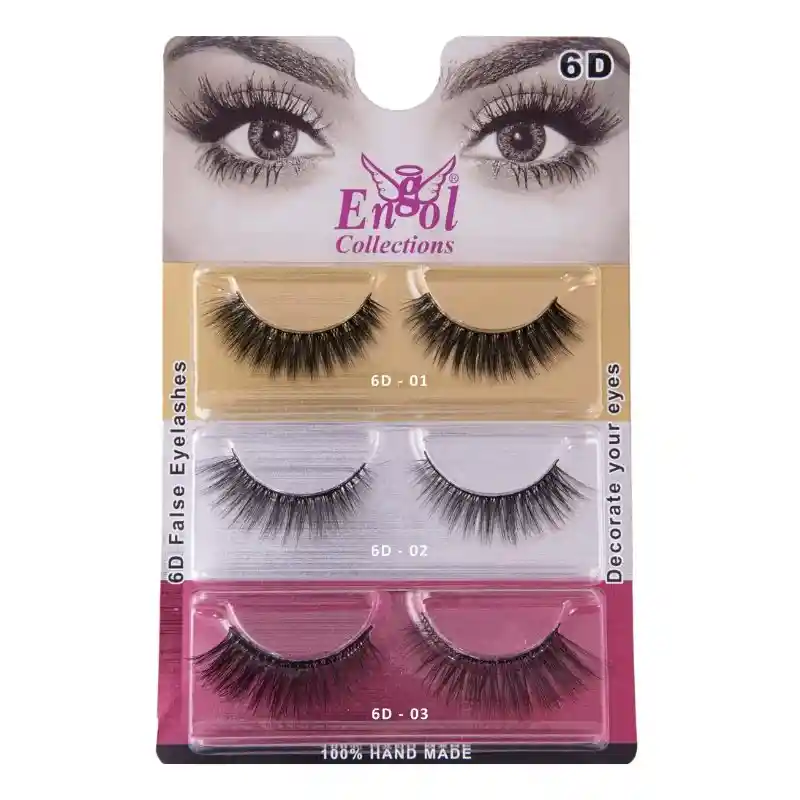 Set Pestañas Postizas X3 Efecto 6d Para Maquillaje Marca Engol