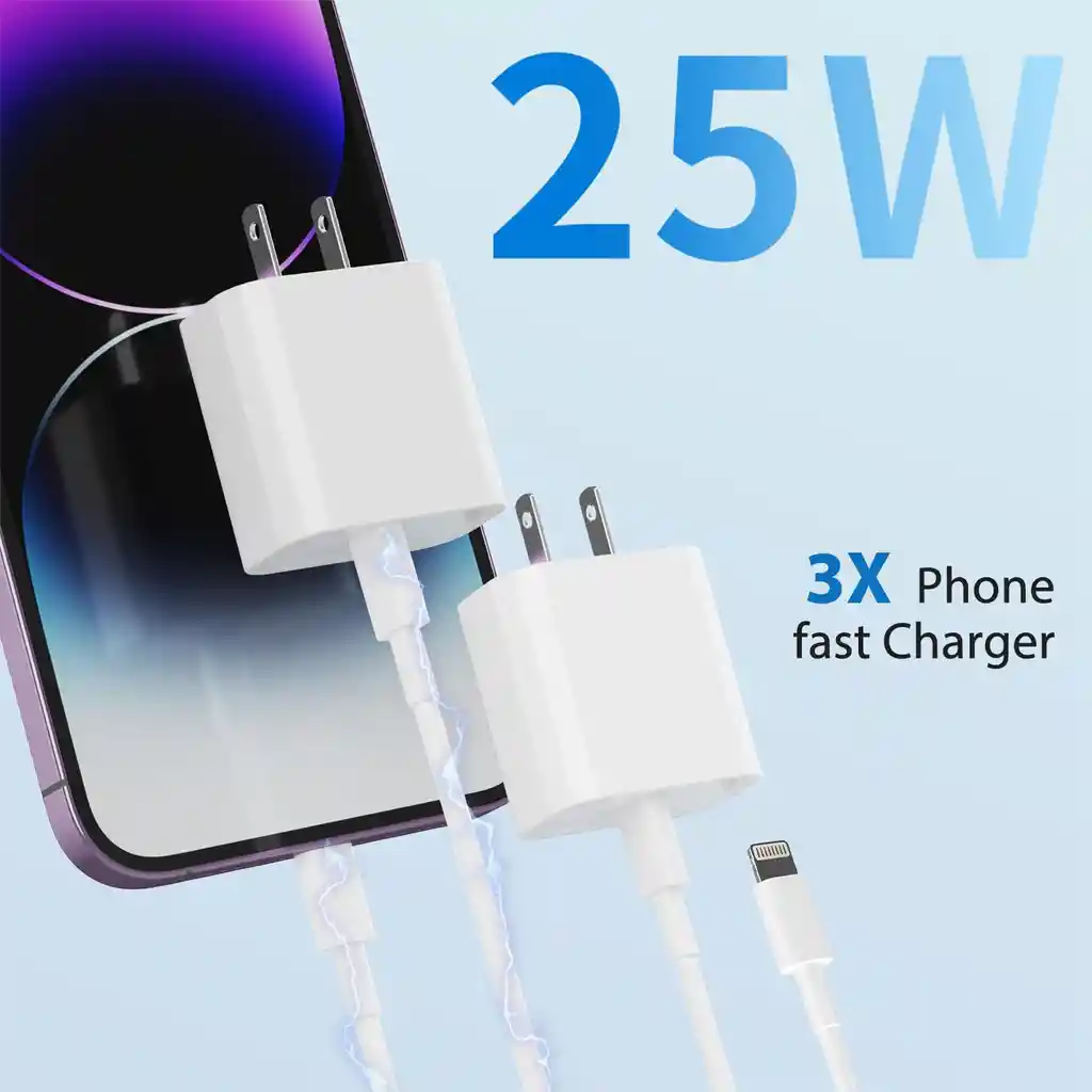 Cargador 25w Carga Rápida Para Iphone 12 13 14 +tipo C Cable