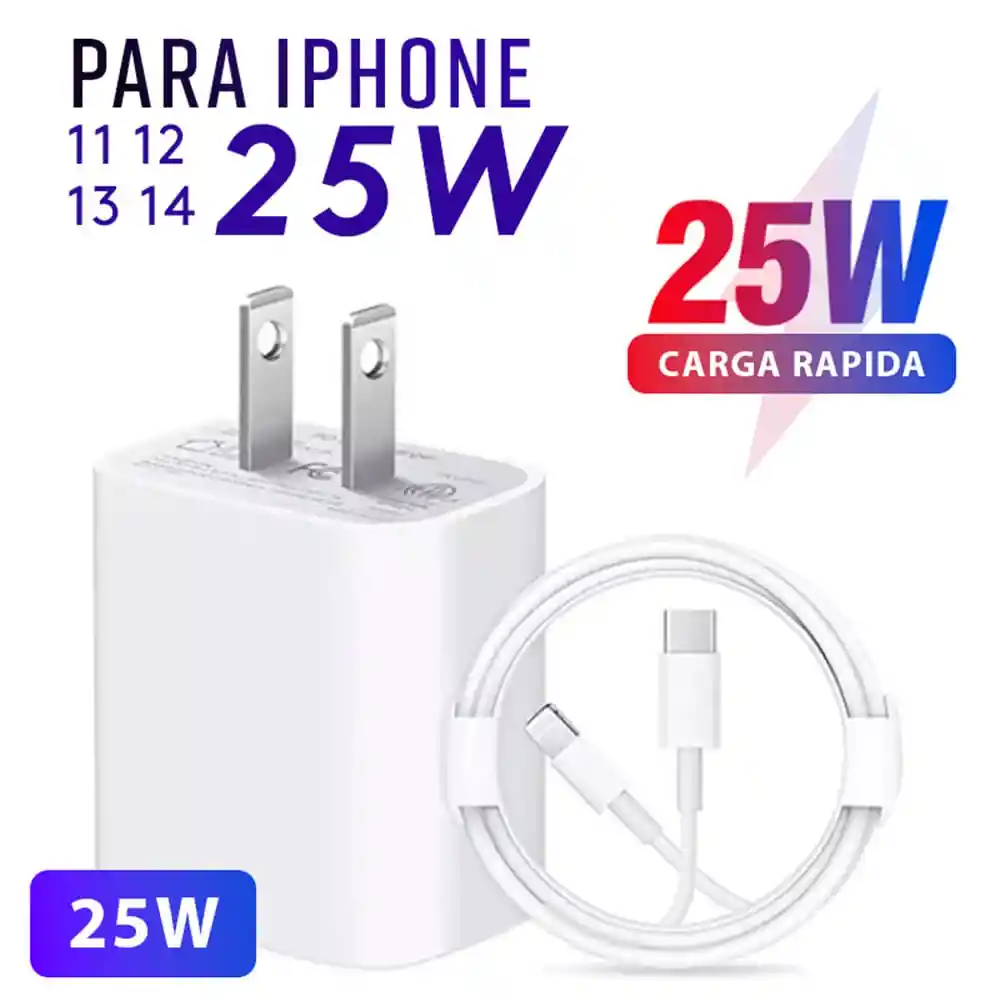 Cargador 25w Carga Rápida Para Iphone 12 13 14 +tipo C Cable