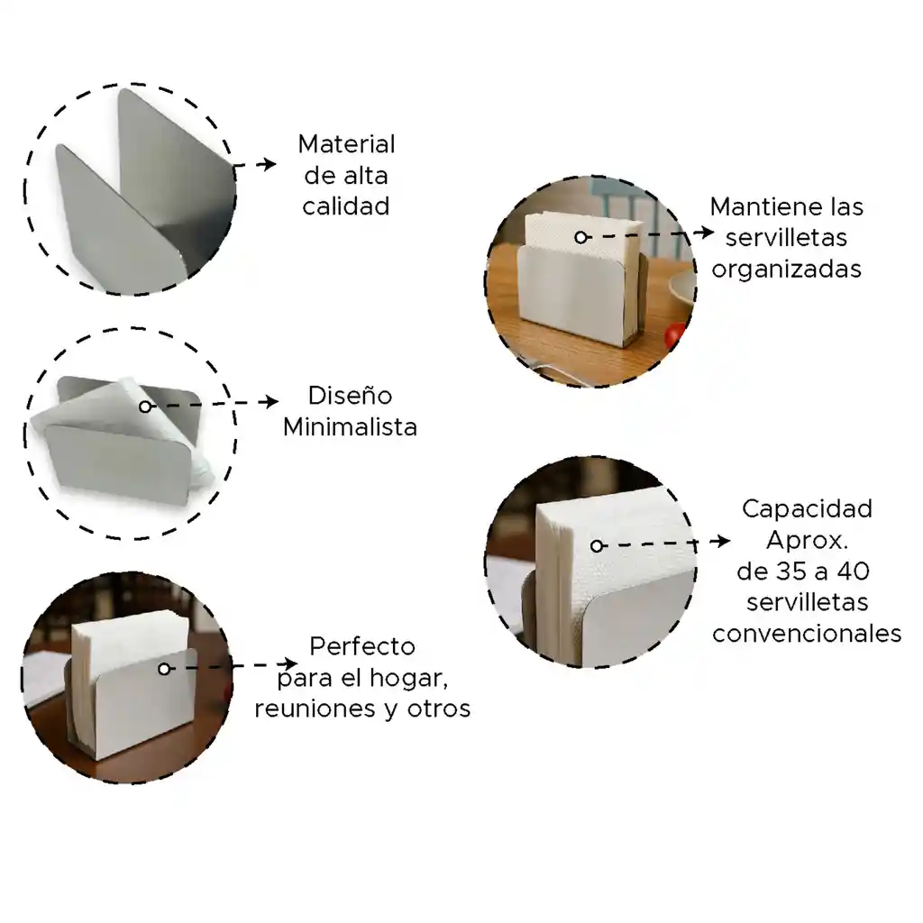 Servilletero Liso De Mesa En Acero Inoxidable