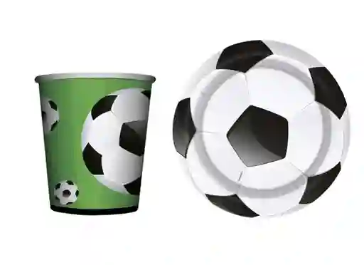 Set Futbol Platos Y Vasos X8