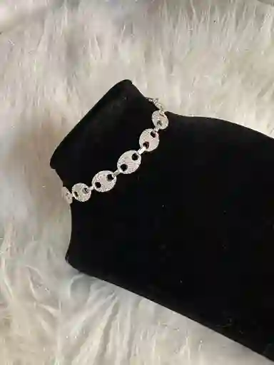 Pulsera Manilla Plata Ley 925 Eslabones Gruesos Plateada Garantia Original + Bolsita De Tela