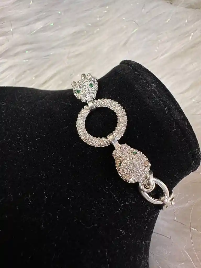 Pulsera Manilla Plata Ley 925 Panteras X2 Garantia Original + Bolsita De Lujo