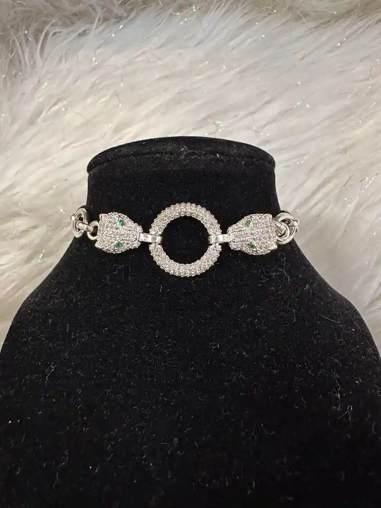 Pulsera Manilla Plata Ley 925 Panteras X2 Garantia Original + Bolsita De Lujo