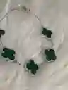 Pulsera Manilla Plata Ley 925 Trebol Verde X5 Garantia Original + Bolsa De Lujo