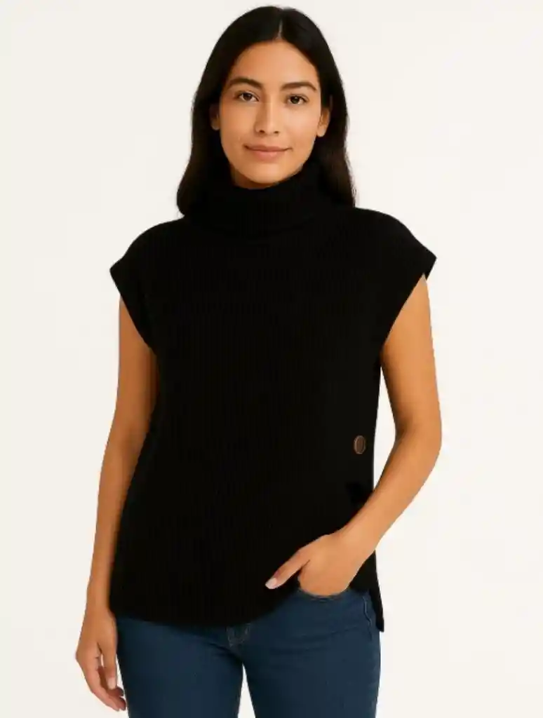 Chaleco Para Mujer Cuello Tortuga - The Maro Negro