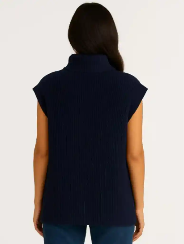 Chaleco Para Mujer Cuello Tortuga - The Maro Azul Noche