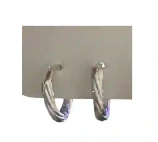 Aretes Circulares Pequeños Color Plateado Con Textura Marca Cover Gs