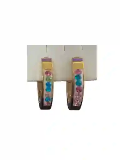 Aretes Circulares Grandes Con Piedras De Colores, Con Textura Marca Cover Gs