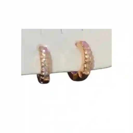 Aretes Circulares Pequeños Con Piedras, Color Oro Rosa Marca Cover Gs