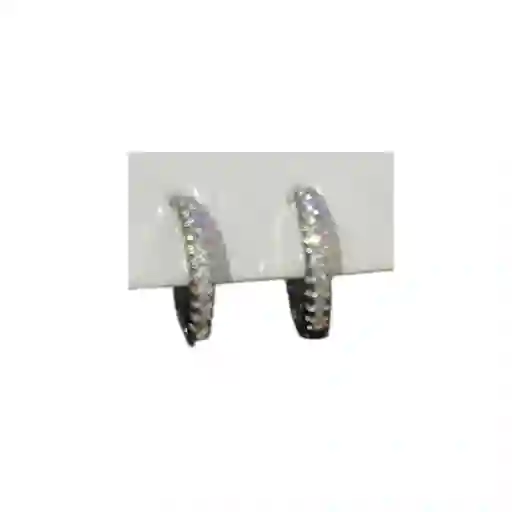 Aretes Circulares Medianos Con Piedras, Color Plateado Marca Cover Gs