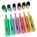 Set De 6 Resaltadores Primavera Colores Pastel Intensos Con Punta Biselada (5.5 Mm)