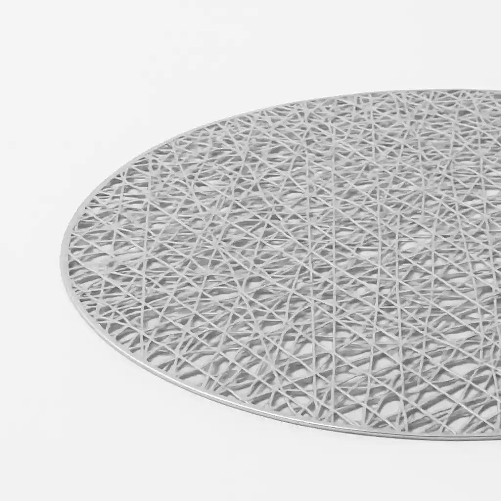 Individual Redondo Plateado Silver Trama Elegante