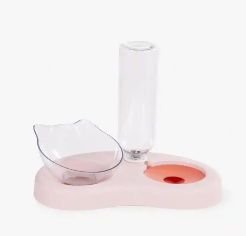 Juego Alimentador Y Bebedero Automático Para Gatos – Doble Recipiente Con Dispensador De Agua
