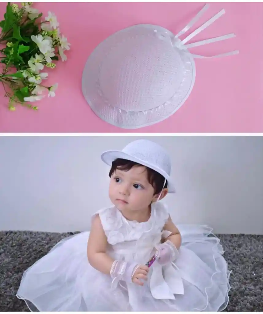 Sombrero, Pava 3-6 Meses Bautizo Niña (264)
