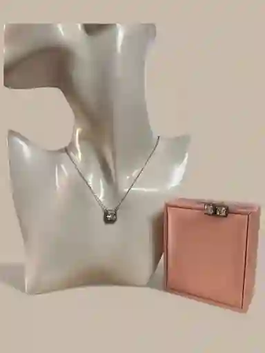 Trio Plata Ley 925 Cuadrado Con Pepitas Brillantes Garantia Original + Estuche De Lujo