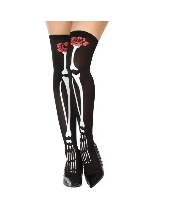 Medias De Huesos Y Calavera Esqueleto Larga Disfraz Halloween