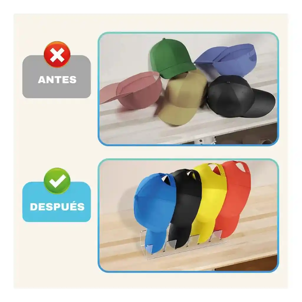 Organizador De Gorras En Acrilico Transparente De 7 Puestos