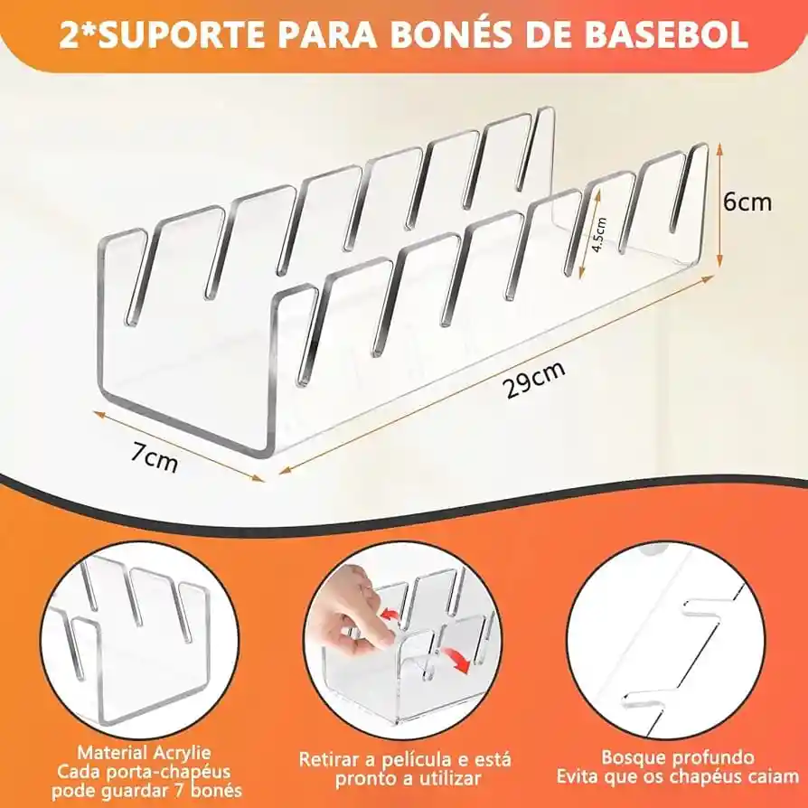 Organizador De Gorras En Acrilico Transparente De 7 Puestos