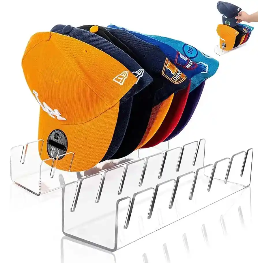 Organizador De Gorras En Acrilico Transparente De 7 Puestos