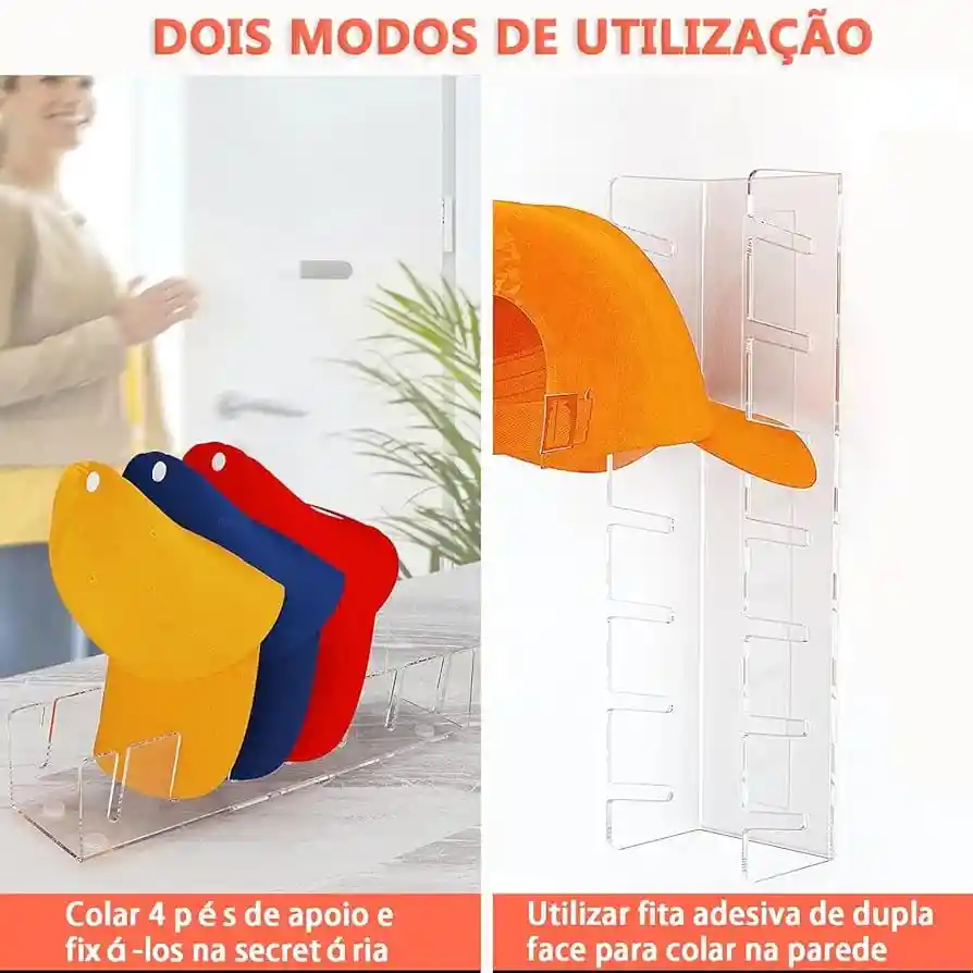 Organizador De Gorras En Acrilico Transparente De 7 Puestos