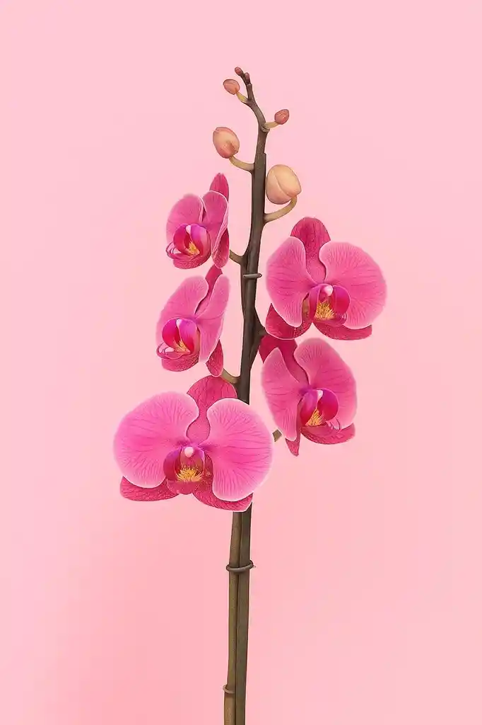 Orquidea Grande De 1 Varas Naranja Con Matera Blanca