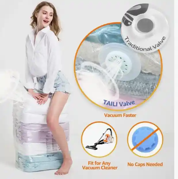 6 Bolsa Empaque Al Vacío 70x50x32 Sin Necesidad De Bomba