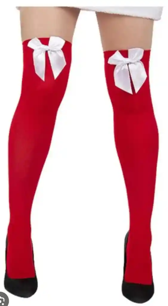 Media Para Halloween Disfraz Con Diseño De Moño Blanco De Color Rojo