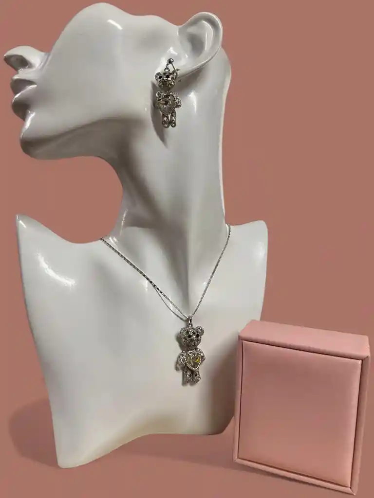 Cadena Collar De Plata Osos Ley 925 (cadena + Estuche De Lujo)