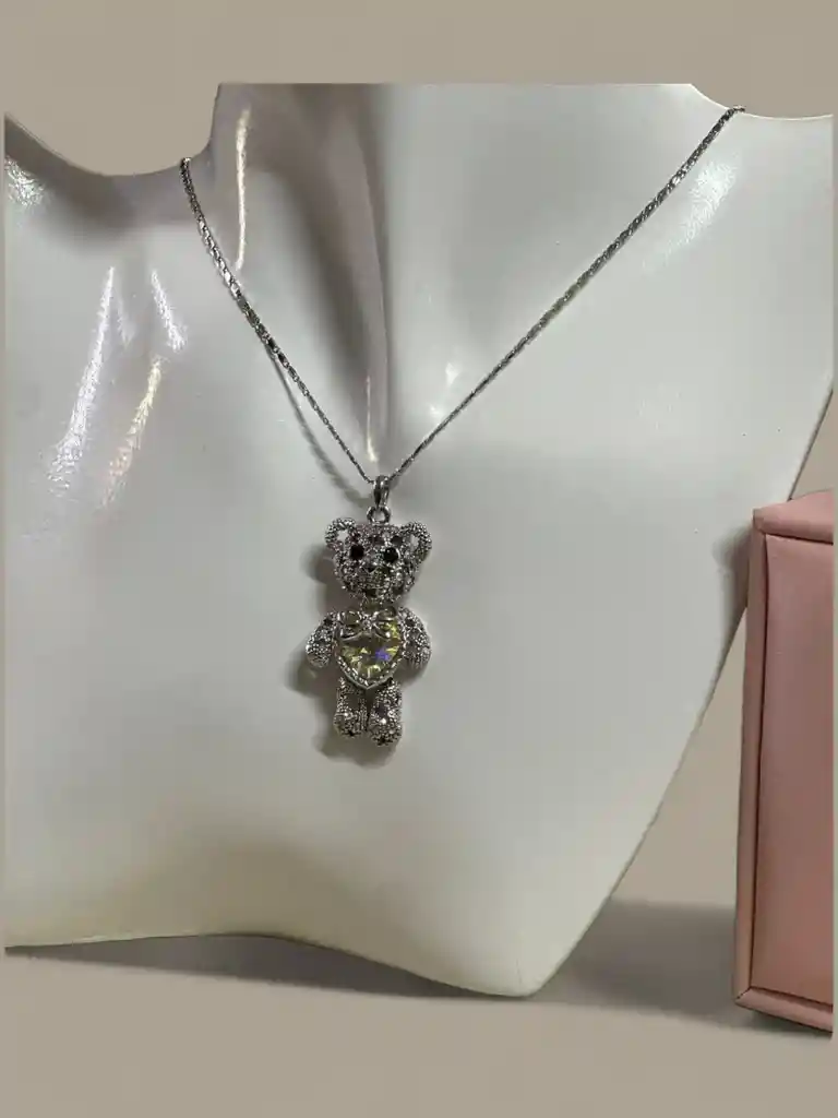 Cadena Collar De Plata Osos Ley 925 (cadena + Estuche De Lujo)