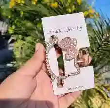 🎀🐱 Pinza "moñito Glam Kitty" En Cristales Rosados 💎
