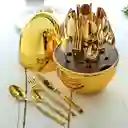 Juego De Cubiertos 24pcs Acero Inoxidable Gold Estuche Huevo Color Dorado
