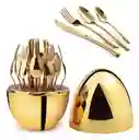 Juego De Cubiertos 24pcs Acero Inoxidable Gold Estuche Huevo Color Dorado