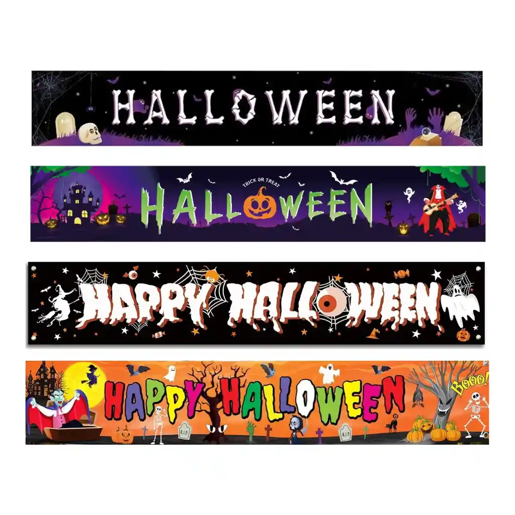 Festón Banner “halloween” – Tipo Pancarta, Varios Motivos Y Colores