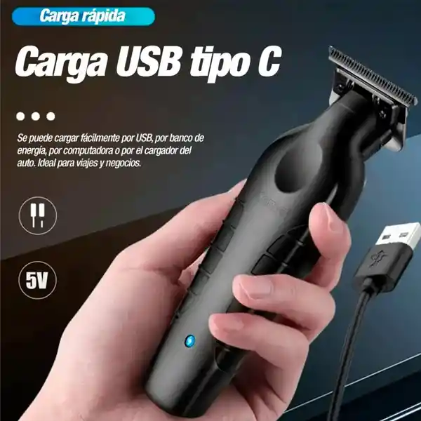 Peluquera De Cabello Kemei Profesional Recargable Km2299 Negra