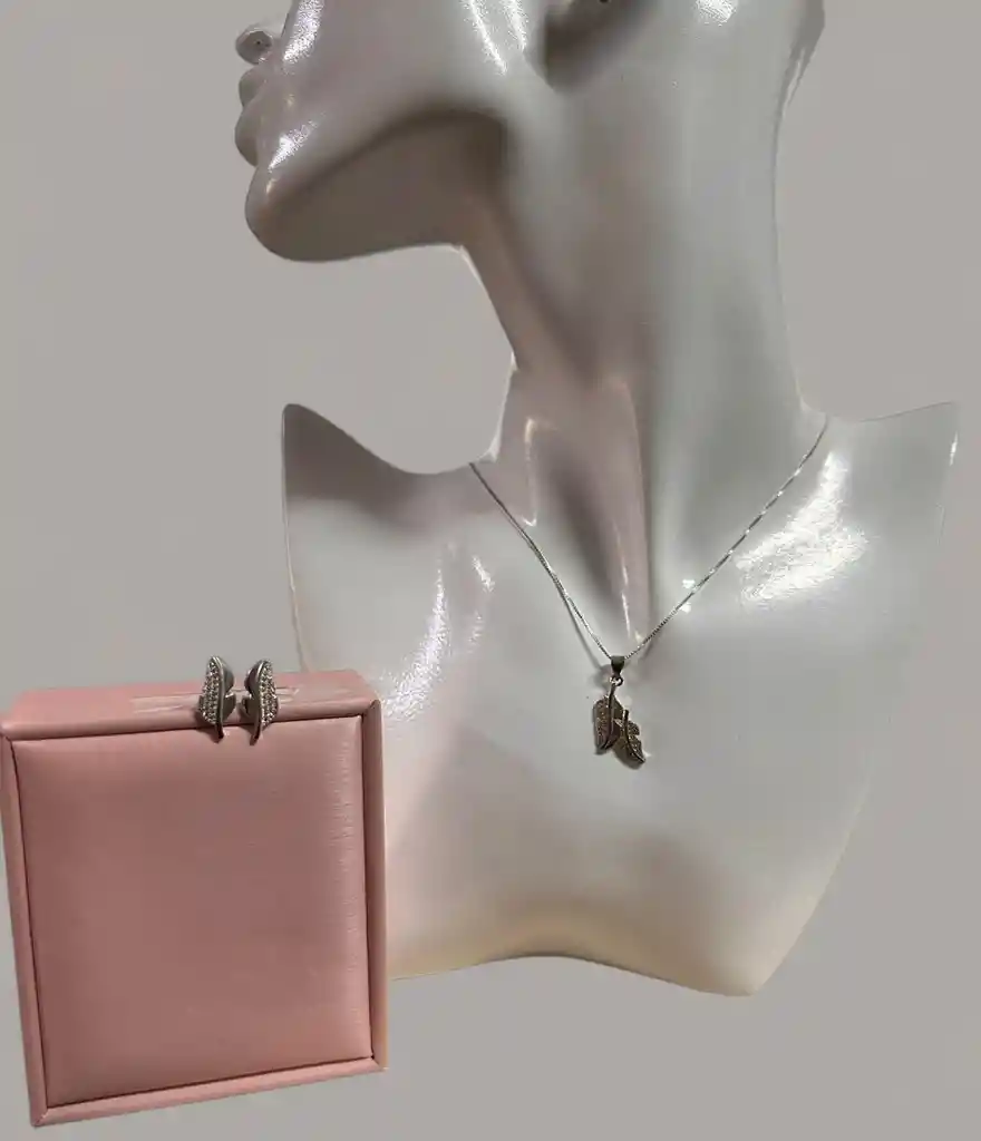 Trio Plata Ley 925 Plumas Brillantes Garantia Original + Estuche De Lujo