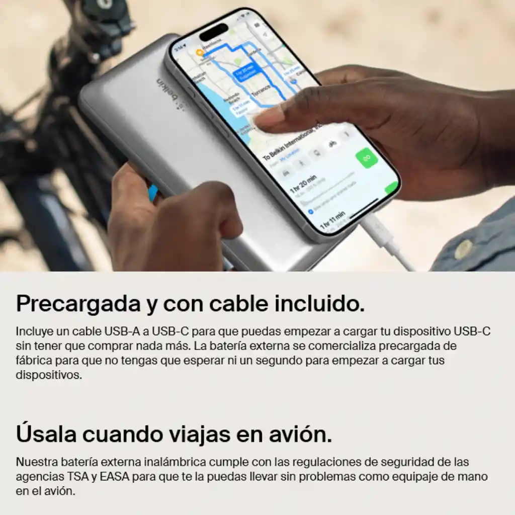 Cargador Power Bank 20k Belkin Boostcharge Pro, 2 Usb +1 Usb-c