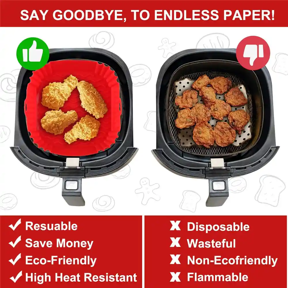 Molde De Silicona Cuadrado Para Freidora De Aire Airfryer 3 A 5 Litros ( X2 Unidades )