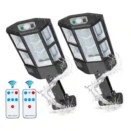 Lámpara Solar Exterior Pared Luz Impermeable 60w 2pzs Color Negro
