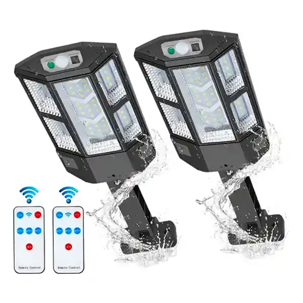 Lámpara Solar Exterior Pared Luz Impermeable 60w 2pzs Color Negro