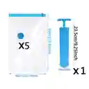 5 Bolsas Al Vacio 80x60 + Bomba Empaque Al Vacio Ahorrador Espacio