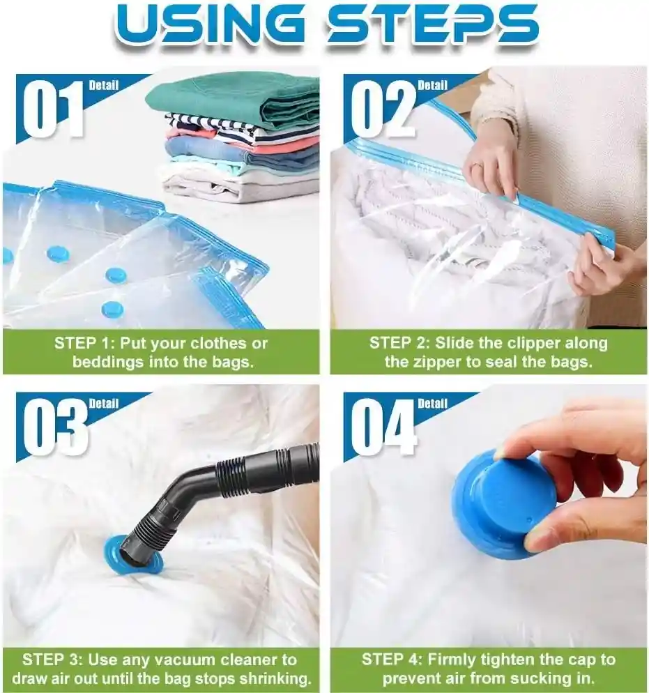 5 Bolsas Al Vacio 80x60 + Bomba Empaque Al Vacio Ahorrador Espacio