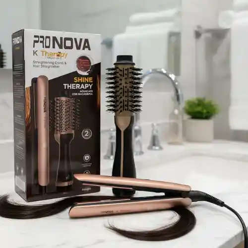 Combo Keratina 2601 (cepillo + Plancha) Shine Therapy