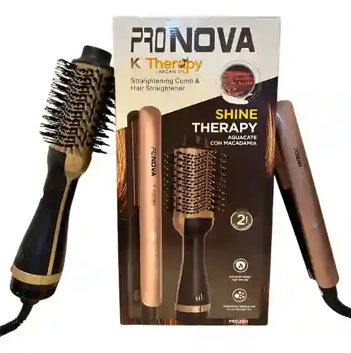 Combo Keratina 2601 (cepillo + Plancha) Shine Therapy