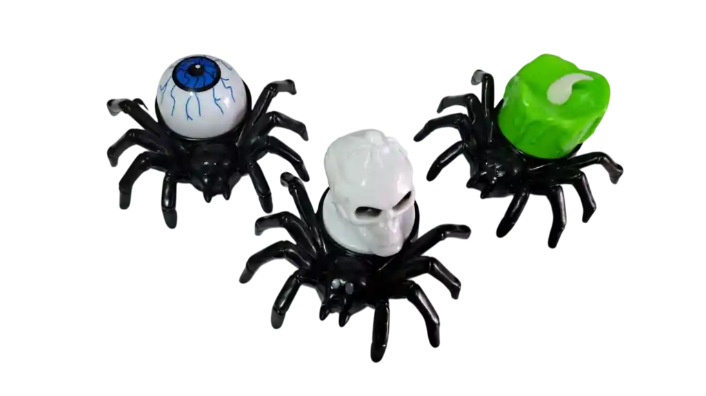 Set 3 Lámparas Vela Arañas Decoración Halloween 5cm Led