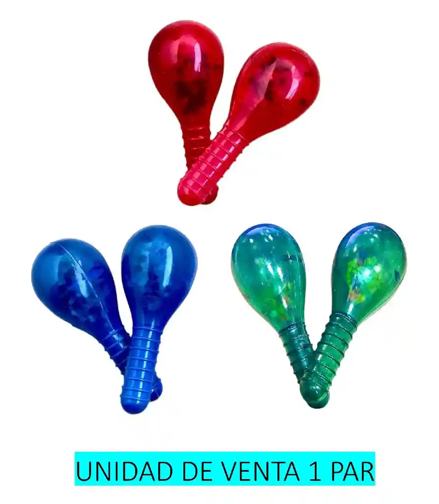 Juguete Navidad Maracas De Pasta Traslucida Con Luz 15 Cm Juego X 2 Unidades Novenas