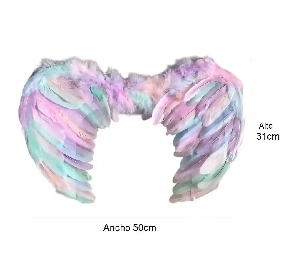 Alas De Plumas Tonos Pastel 50 X 31 Cm Halloween Carnaval